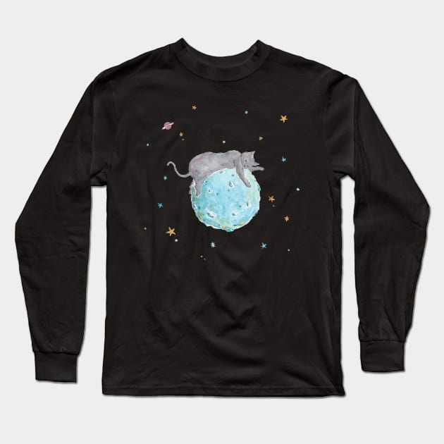 Moon Nyanco Long Sleeve T-Shirt by TOCOROCOMUGI